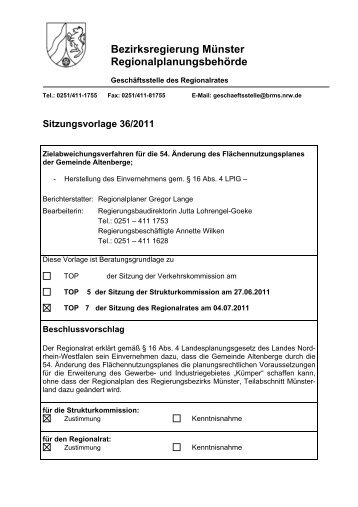 TOP 7 Sitzungsvorlage 36/2011 Zielabweichungsverfahren gem ...