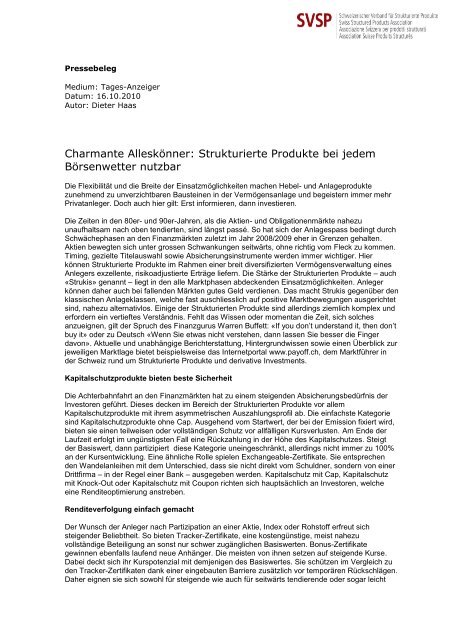 Tages-Anzeiger - Schweizerischer Verband für Strukturierte ...