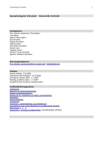 Gynækologisk Ultralyd: Generelle forhold Forfattere ... - DSOG
