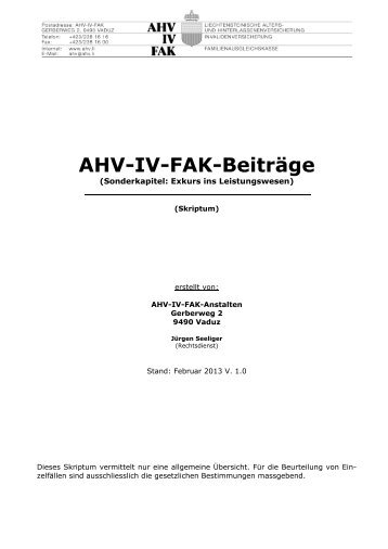 Beitragsskriptum-2013 (pdf 721 KB) - AHV-IV-FAK Liechtenstein