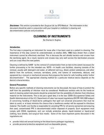 CLEANING OF INSTRUMENTS - Keir Surgical