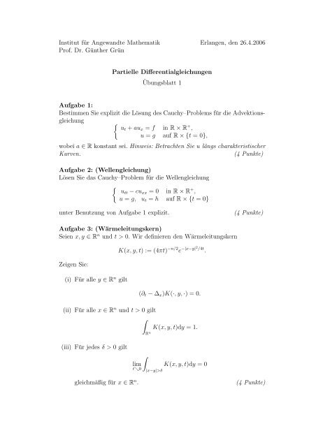 Institut für Angewandte Mathematik Erlangen, den 26.4.2006 Prof ...