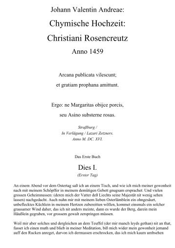 Chymische Hochzeit Christiani Rosencreutz Anno 1459 - MultiKulti.Ru