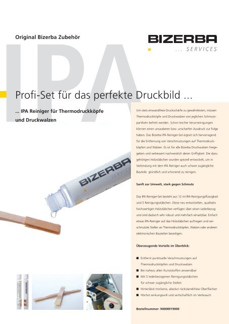 Produktdatenblatt - Bizerba