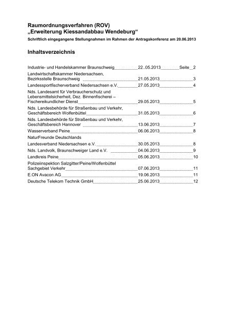 Erweiterung Kiessandabbau Wendeburg