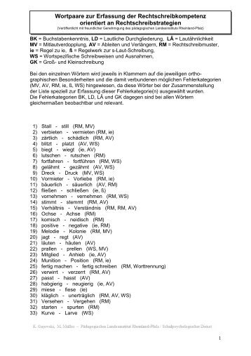 Wortpaare_Qualitative_Fehleranalyse - Psychologie der Schule