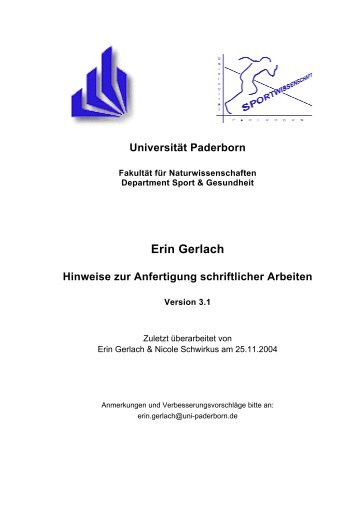 Hinweise zur Anfertigung schriftlicher Arbeiten - Department Sport ...