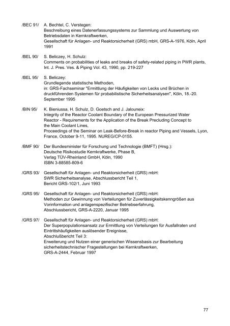 Daten zur probabilistischen Sicherheitsanalyse für Kernkraftwerke ...