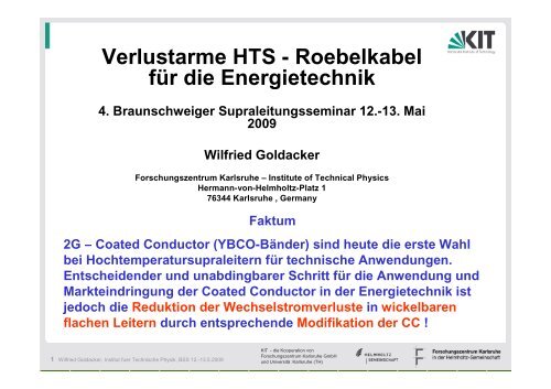 Verlustarme HTS - Roebelkabel für die Energietechnik - Technische ...