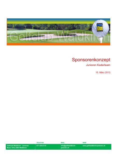 Sponsorenkonzept 2013 - Junioren Golfclub Waldkirch
