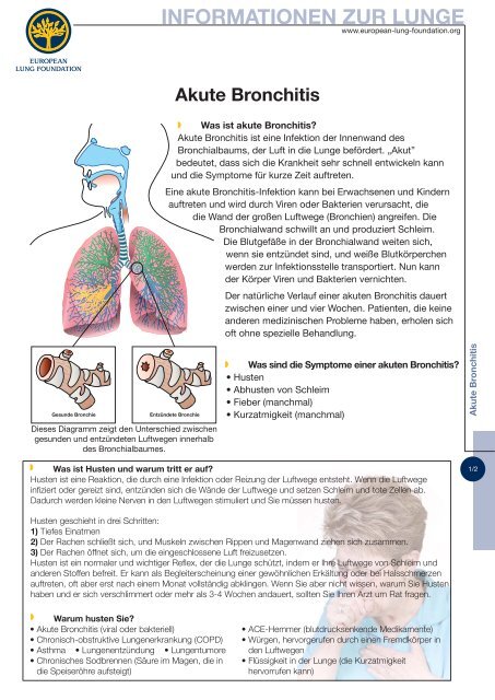 Fachinformation Akute Bronchitis - Lungeninformationsdienst