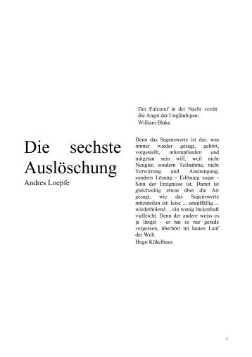 Die sechste Auslöschung