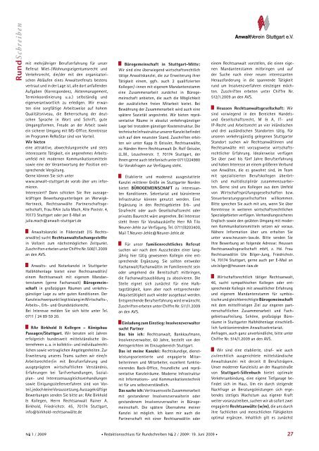 Rundschreiben Nr. 1.2009 vom 20. April 2009 - AnwaltVerein ...