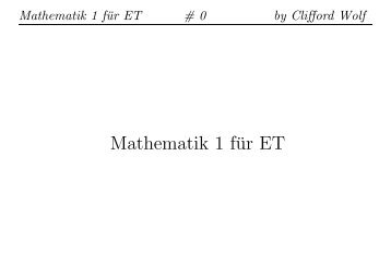 Mathematik 1 für ET - Clifford