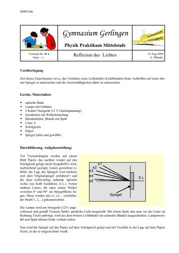 Optik Versuch 2 - Gymnasium Gerlingen