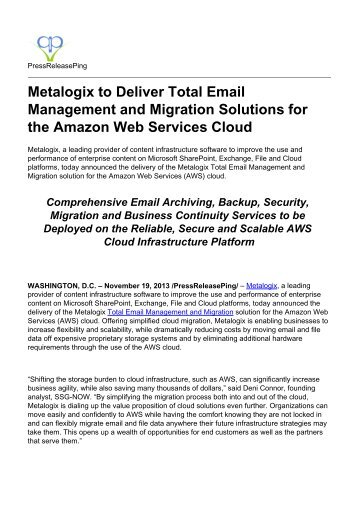 Metalogix to Deliver Total Email Management and Migration Solutions for the Amazon Web Services Cloud.pdf