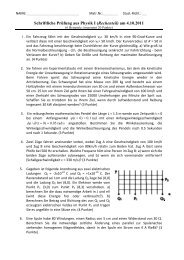 Schriftliche Prüfung aus Physik I (Rechenteil) am 4.10.2011