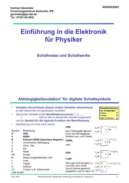 Schaltnetze und Schaltwerke (update 9.1.03) - FZK