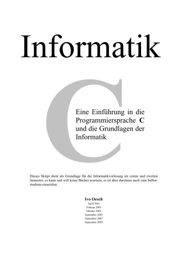 Eine Einführung in die Programmiersprache C und die Grundlagen ...