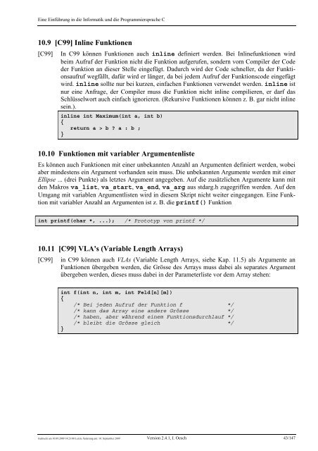 Eine Einführung in die Programmiersprache C und die Grundlagen ...