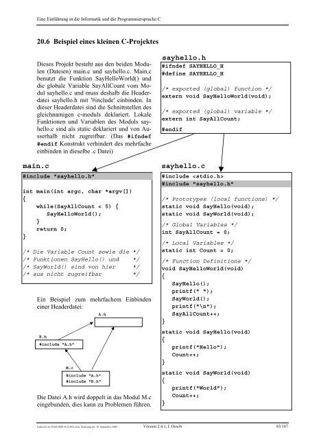 Eine Einführung in die Programmiersprache C und die Grundlagen ...