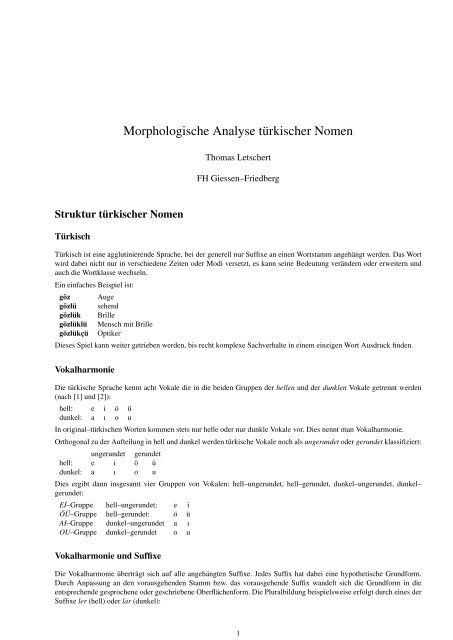 Analyse türkischer Nomen - Proteus