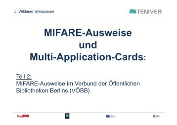 MIFARE-Ausweise und Multi-Application-Cards: - Bibliotheksportal