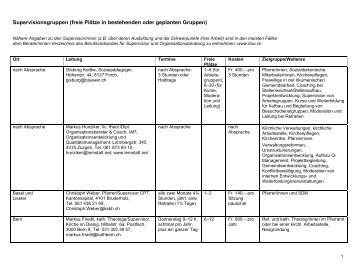 freie Plätze in bestehenden oder geplanten Gruppen