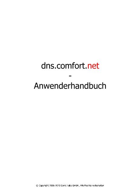 dns.comfort.net - Anwenderhandbuch - Sonic Labs