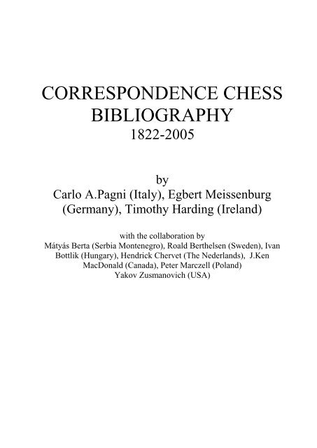 Correspondence Chess Bibliography - Ken Whyld Association