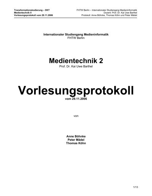 Vorlesungsprotokoll