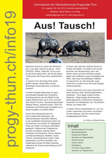 Nr 19 / Juli 2012 / Aus! Tausch! - OS Progymatte Thun