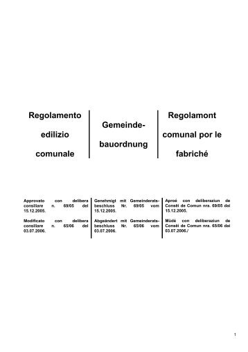 bauordnung Regolamont comunal por le fabriché