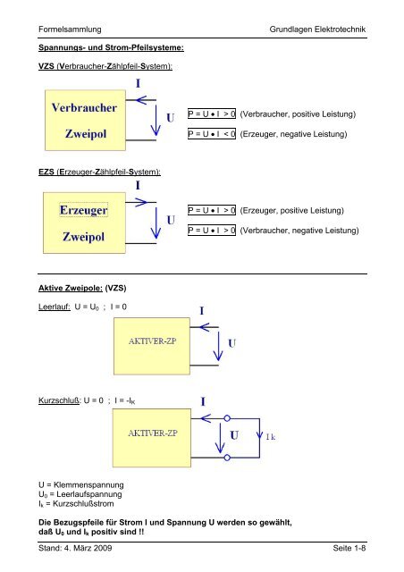 Formelsammlung Grundlagen Elektrotechnik Stand: 4. März 2009 ...