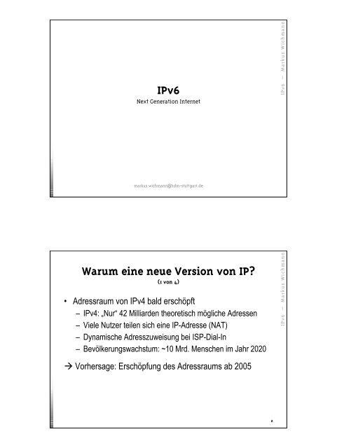 IPv6 - Next Generation Internet - Markus Wichmann