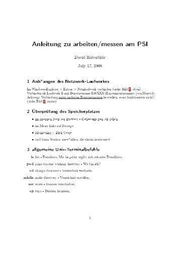 Anleitung zu arbeiten/messen am PSI - David Haberthür