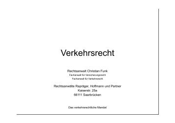 Verkehrsrecht Präsentation Ausdruck - Anwaltsinstitut