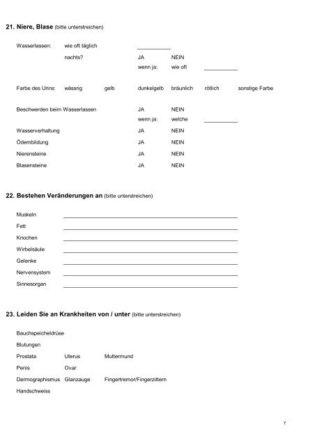 Bioenergetischer Akupunktur Anamnese-Bogen