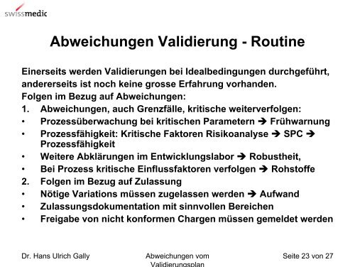 Abweichungen bei der Validierung