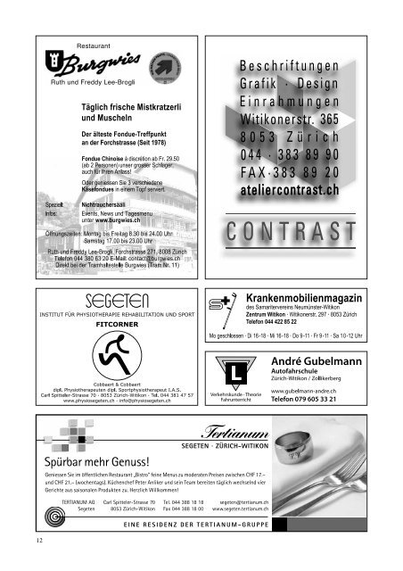 Ausgabe 1, Januar 2009 - Quartier-Anzeiger Archiv - Quartier ...