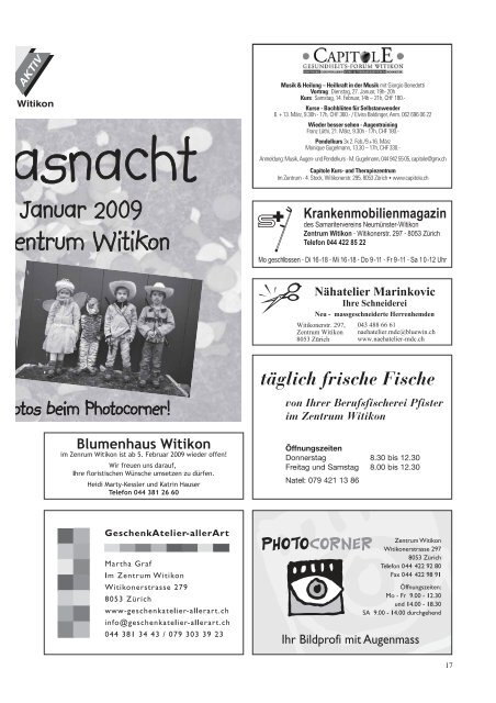 Ausgabe 1, Januar 2009 - Quartier-Anzeiger Archiv - Quartier ...