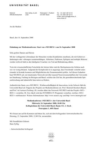 Betrifft: Die neue Briefvorlage der Universität Basel ohne Paginierung