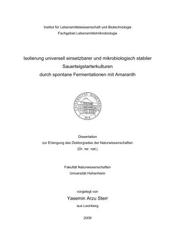 Isolierung universell einsetzbarer und mikrobiologisch stabiler ...