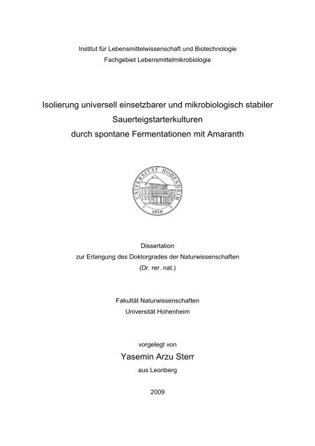 Isolierung universell einsetzbarer und mikrobiologisch stabiler ...