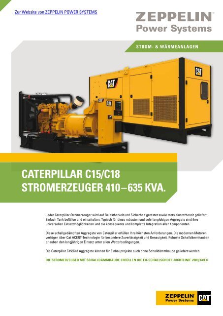 Datenblatt: Caterpillar C15/C18 - Zeppelin Power Systems