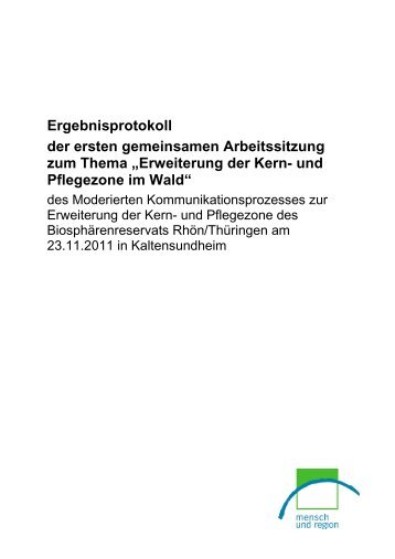 Protokoll 1.AG Erweiterung der Kern- und Pflegezonen im Wald