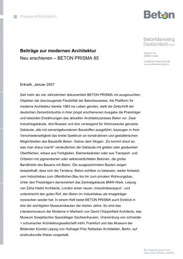 Beiträge zur modernen Architektur Neu erschienen ... - Beton.org