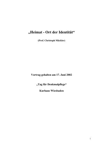 Heimat-Ort der Identität.pdf - Prof. Christoph Mäckler Architekten