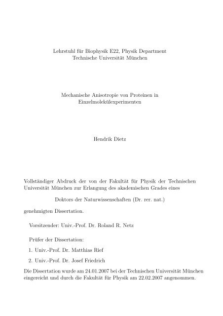 Mechanische Anisotropie von Proteinen in ...