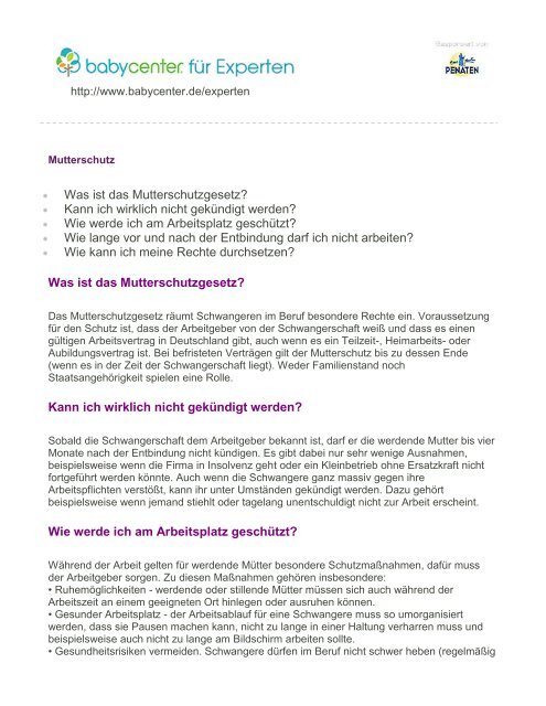 Was Ist Das Mutterschutzgesetz Kann Ich Wirklich Babycenter